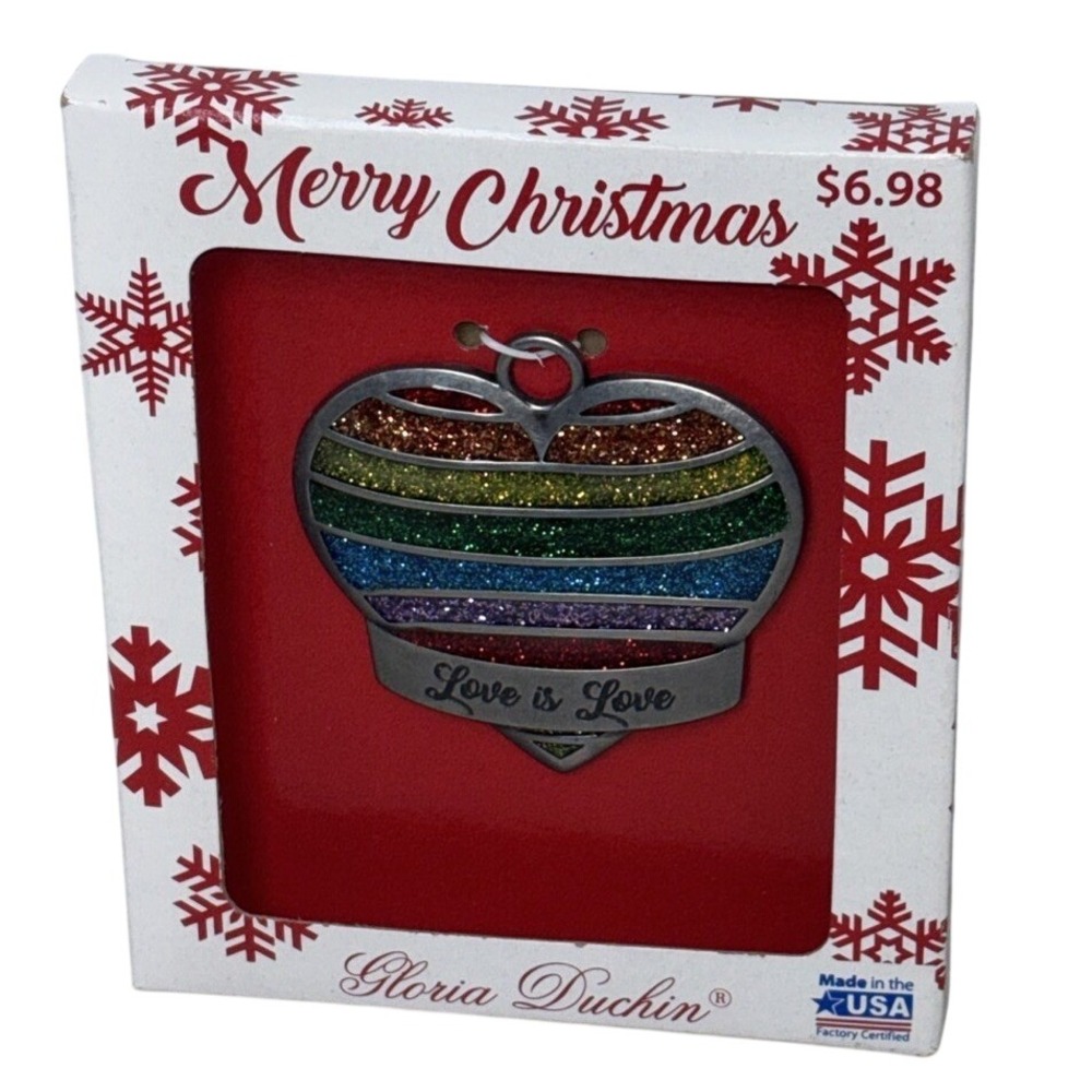 Gloria Duchin "Love is Love" Heart Christmas Holiday Ornament NEW IN BOX